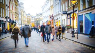 Busy UK high street