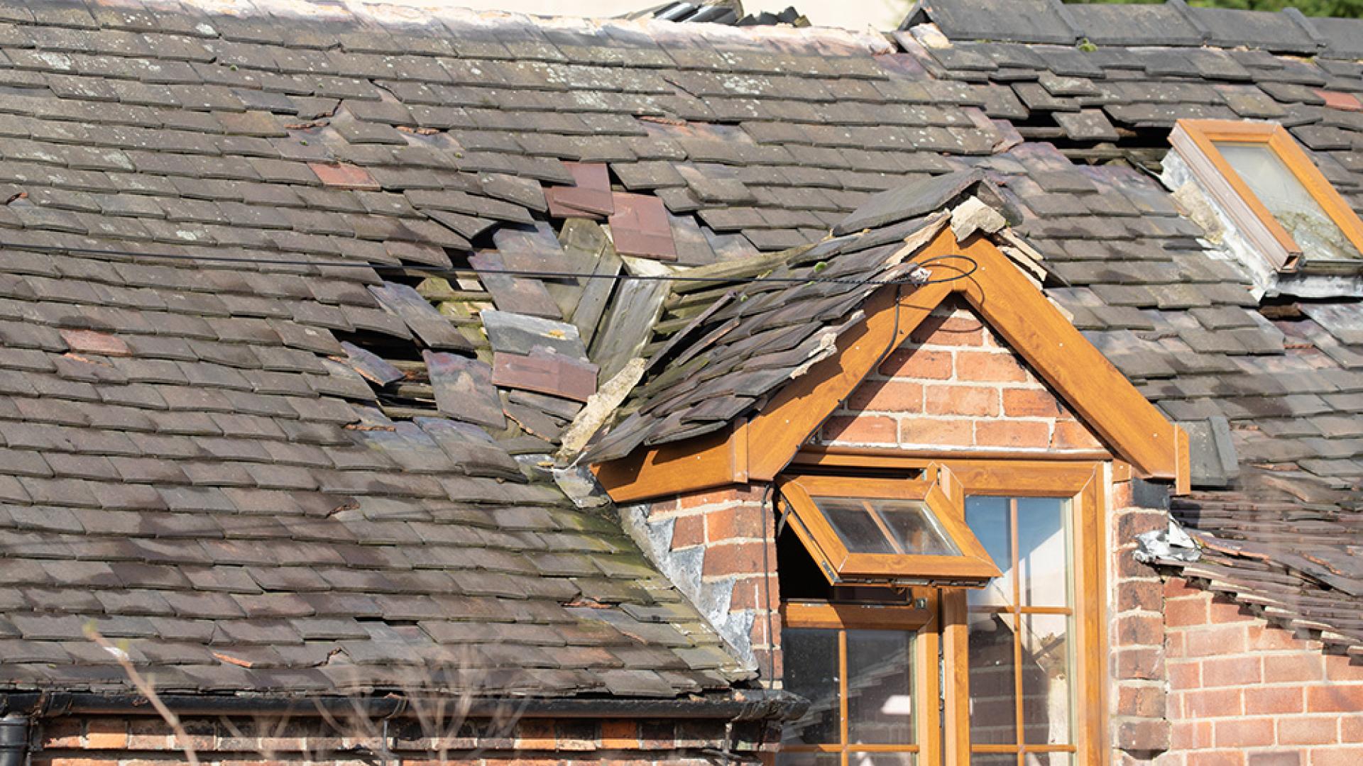 Storm damaged roof