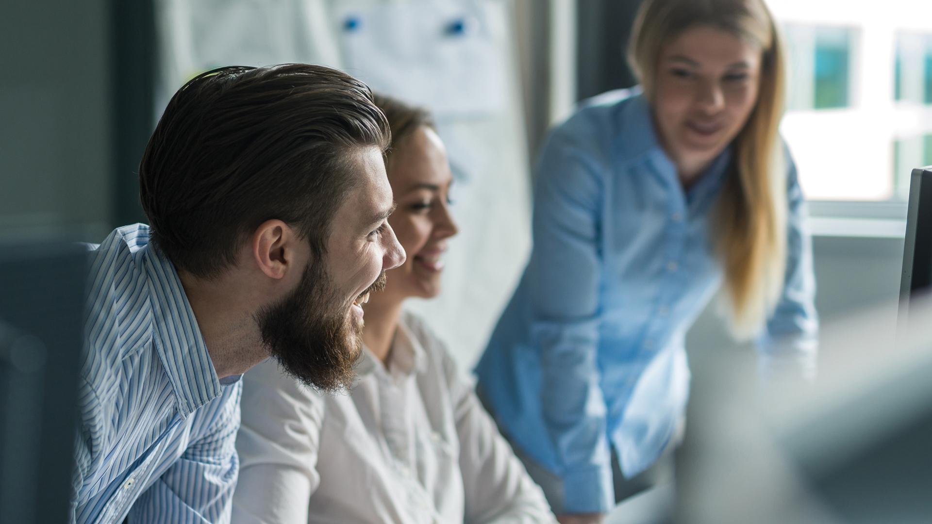 Happy people in an office