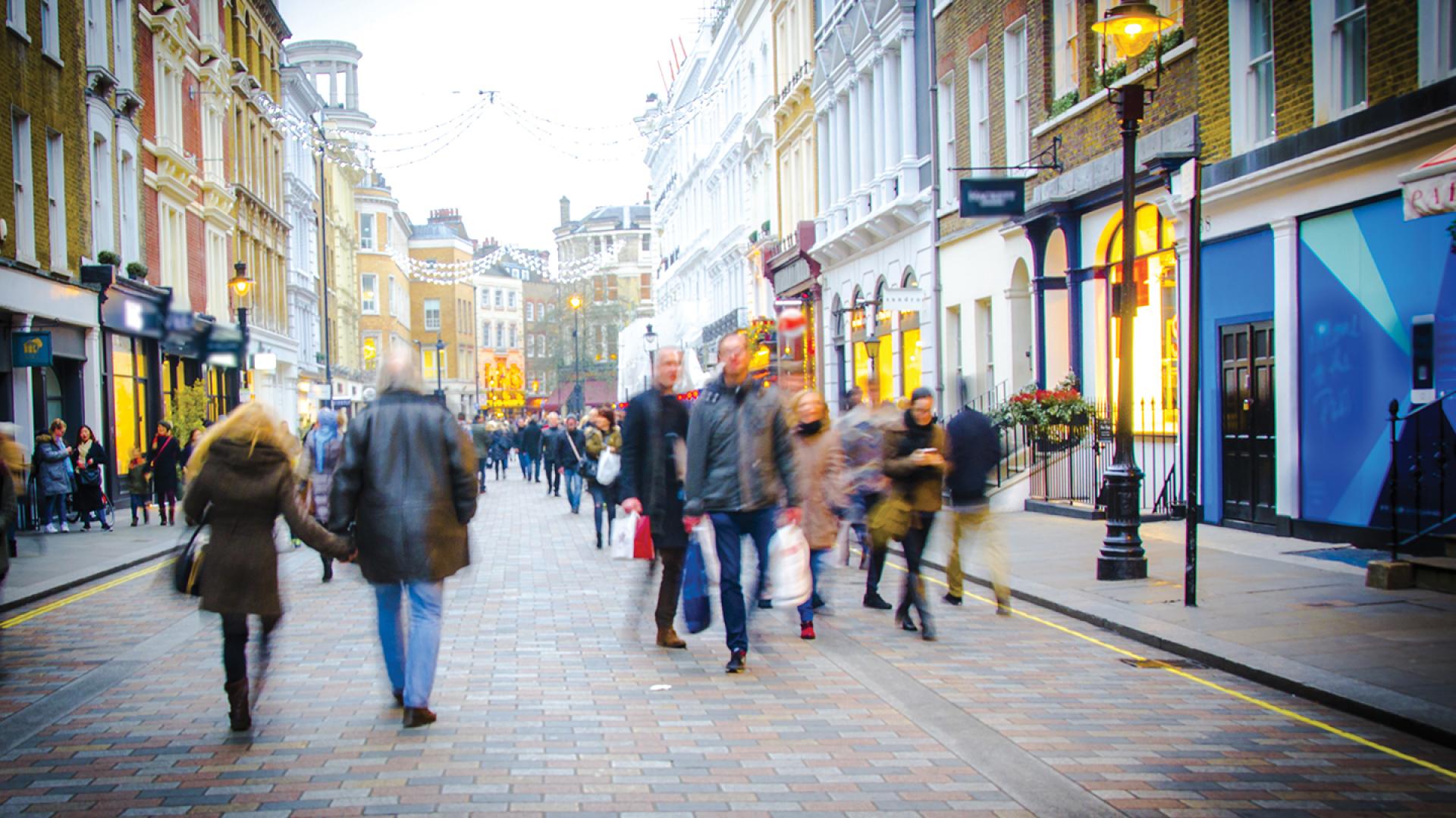 Busy UK high street